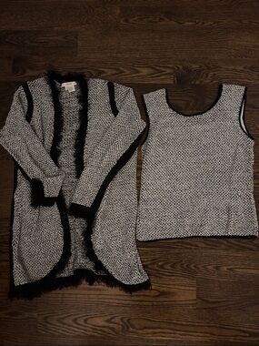 Per Se Black & White Tank and Sweater Set